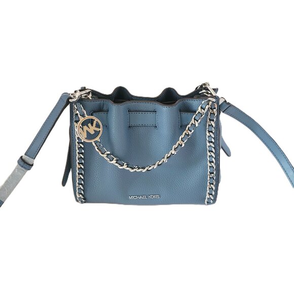 Michael Kors Mina Small Belt Chain Inlay Crossbody Cornflower Handbag - Picture 2 of 7